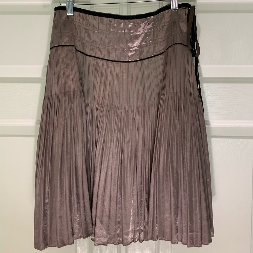 Hazel - stunning pleated midi skirt, taupe Medium